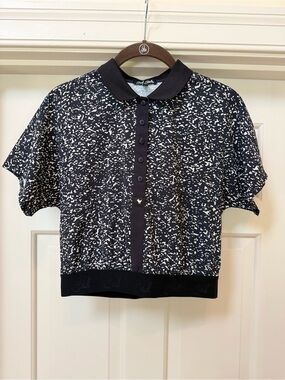 Bad Birdie Women’s Black & White Crop Polo (Size XS)